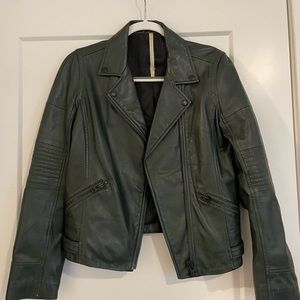 Dark green leather jacket